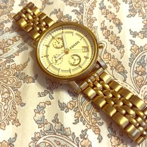 Gold Fossil Watch